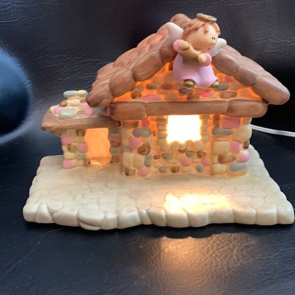 Nativity Manager Christmas Holiday Scene Fairy Lighted  5 X 10 Inch Stone house - Picture 1 of 10